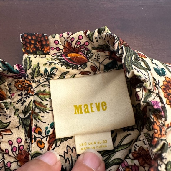 Maeve Anthropologie Floral Print Smocked High Neck Top - Picture 4 of 5